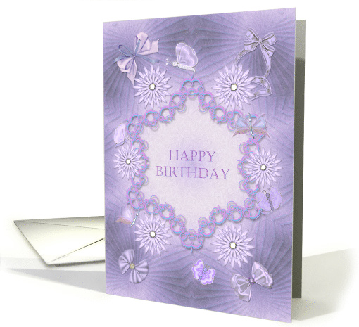 Dreamy Lilac Flowers and Butterflies Birthday card (1314172)