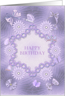 Dreamy Lilac Flowers and Butterflies Birthday card