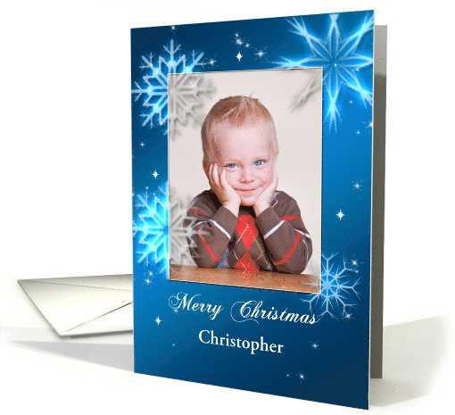 Add a Picture and Name, snowflake Christmas card (1333530)