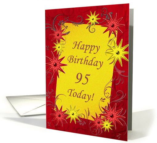 95th birthday with stars in red and yellow card (1342940)