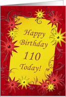 110th birthday with stars in red and yellow card