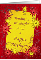 Aunt, birthday card with stars in red and yellow card