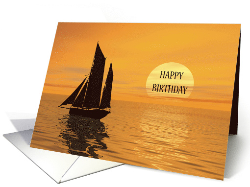 A Yatch Sailing into the Sunset Birthday card (196996)