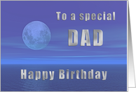Dad, Birthday, Moonlight over the Ocean card