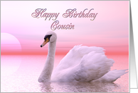 Cousin Birthday Pink Swan card