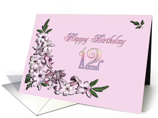 12th Birthday Hyacinth Flowers card (230779)