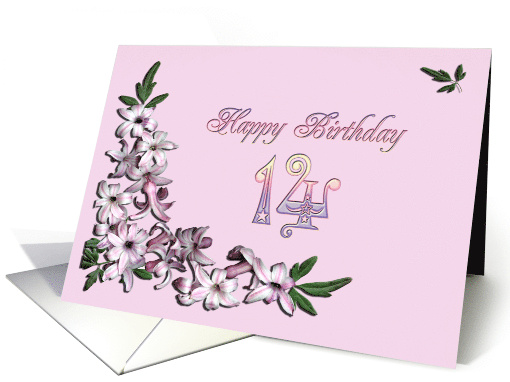 14th Birthday Hyacinth Flowers card (230801)