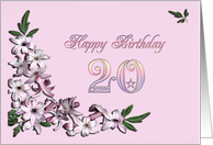 20th Birthday Hyacinth Flowers card