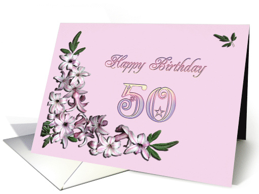 50th Birthday Hyacinth Flowers card (230941)