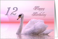 12th Birthday Pink Swan card