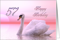 57th Birthday Pink Swan card