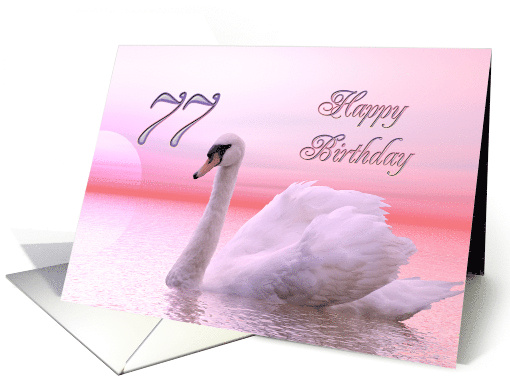 77th Birthday Pink Swan card (232151)