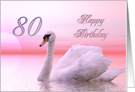 80th Birthday Pink Swan card