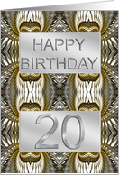20th Birthday Metal Abstract card