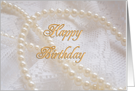 Happy Birthday with Pearls and Lace card