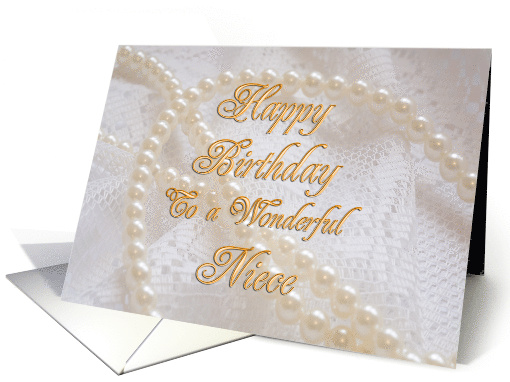 Niece, Birthday with Pearls and Lace card (244699)