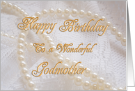 Godmother, Birthday with Pearls and Lace card