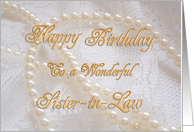 Sister-in-Law, Birthday with Pearls and Lace card