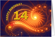 14th Birthday Bright Lights card