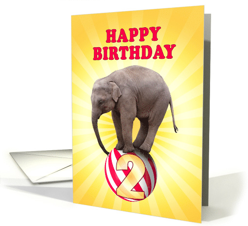 2nd birthday Elephant on a Ball card (336643)