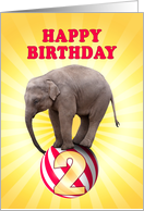 2nd birthday Elephant on a Ball card
