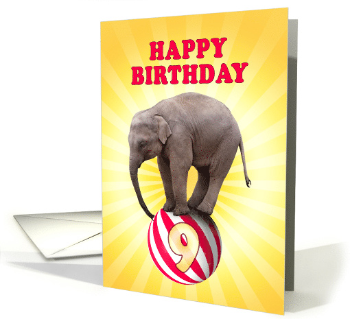 9th birthday Elephant on a Ball card (336682)