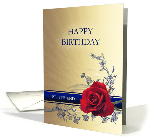 Best Friend Birthday with a Red Rose card (388301)
