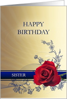 Sister Birthday with a Red Rose card