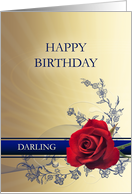 Darling Birthday with a Red Rose card