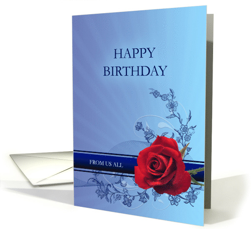 Red Rose Birthday, From Us All card (388320)