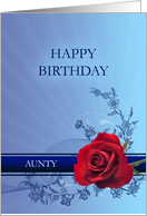 Aunty Birthday with a Red Rose card
