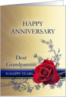 35th Wedding Anniversary for Grandparents with a Red Rose card