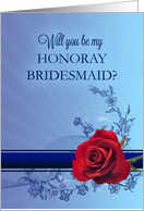 Honorary Bridesmaid Request with a Red Rose card