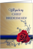 Chief Bridesmaid Request with a Red Rose card