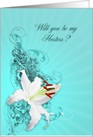 White Lily Wedding Party Hostess card