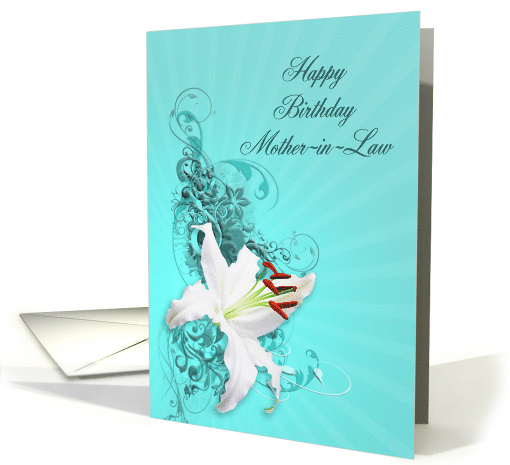 White Lily Birthday, Mother-in-law card (390883)