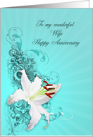 26th Anniversary, Wife,Lily and Swirls card