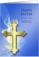 Niece, Golden Cross Easter card