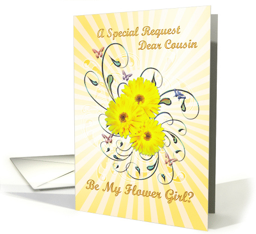 Cousin Flower Girl Invitation Daisies card (395575)