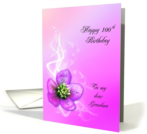 100th Birthday,Grandma,Purple Helebore Flower card (406284)