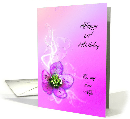 60th Birthday,Wife,Purple Helebore Flower card (406380)