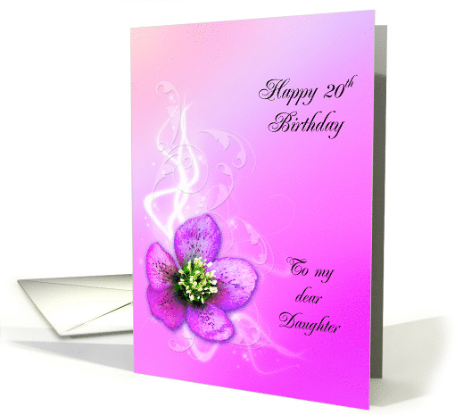 20th Birthday,Daughter,Purple Helebore Flower card (406406)