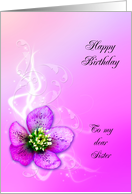 Birthday,Sister, Purple Helebore Flower card