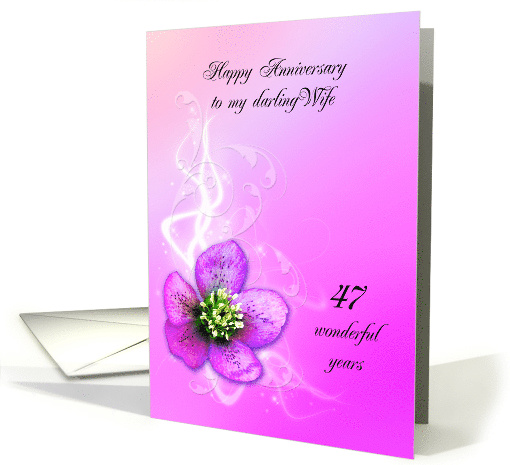 47th Wedding Anniversary for Wife, Purple Hellebore Flower card
