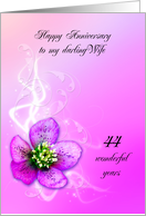 44th Wedding Anniversary for Wife, Purple Hellebore Flower card