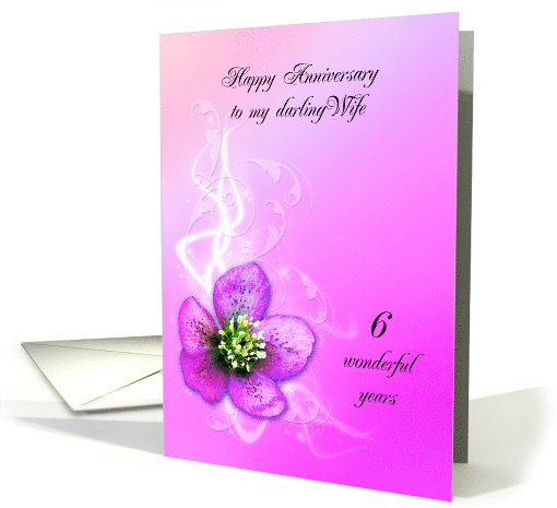 6th Wedding Anniversary for Wife, Purple Hellebore Flower card