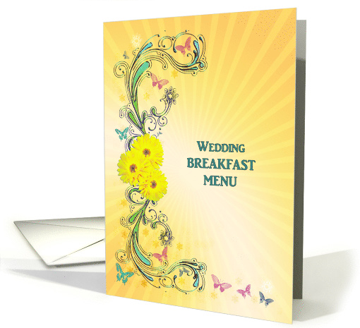 Wedding Breakfast Menu with Yellow Flowers card (415162)