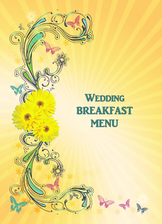 Wedding Breakfast Menu with Yellow Flowers