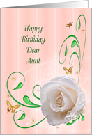 Aunt Birthday with a White Rose card