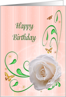 Birthday with a White Rose card